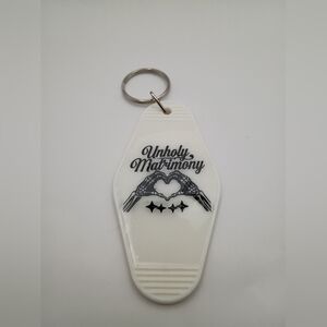 Unholy Matrimony Motel Keychain Skeleton Hands Heart Goth Alt UV Resin Handmade